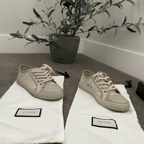 Authentic Gucci Women GG Low 'Cotton Washed Bianco sneakers - Picture 4 of 16